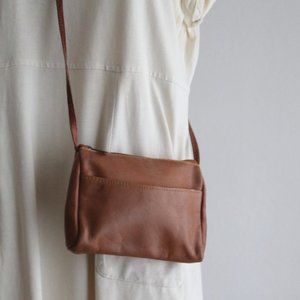 Vintage Leather Camel Crossbody Bag
